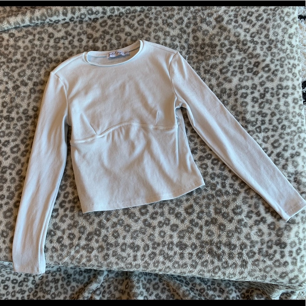 Petal & Pup White long sleeve with bust line detail | ribbed | cropped